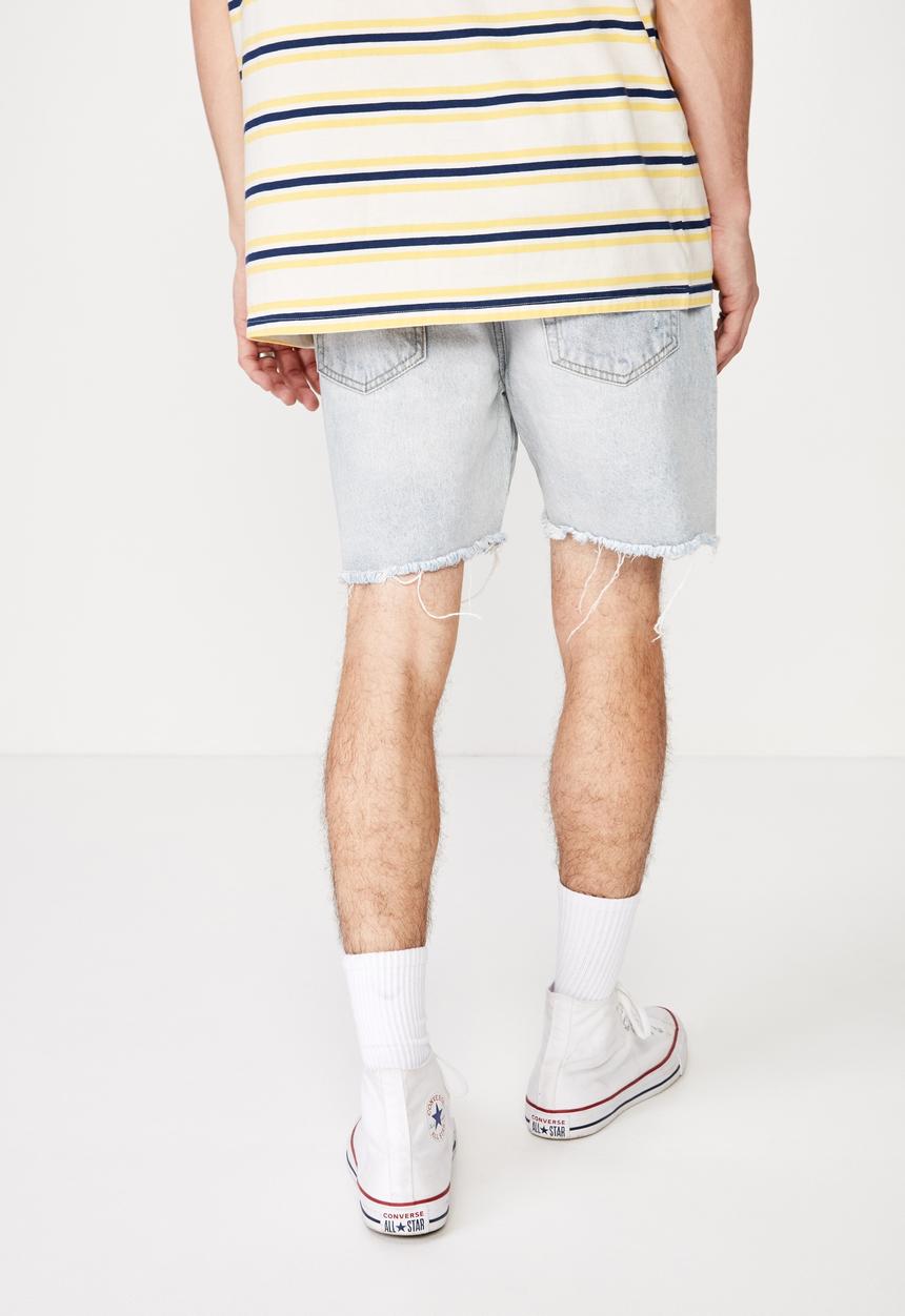 Factorie - Ripped rigid denim short - blue