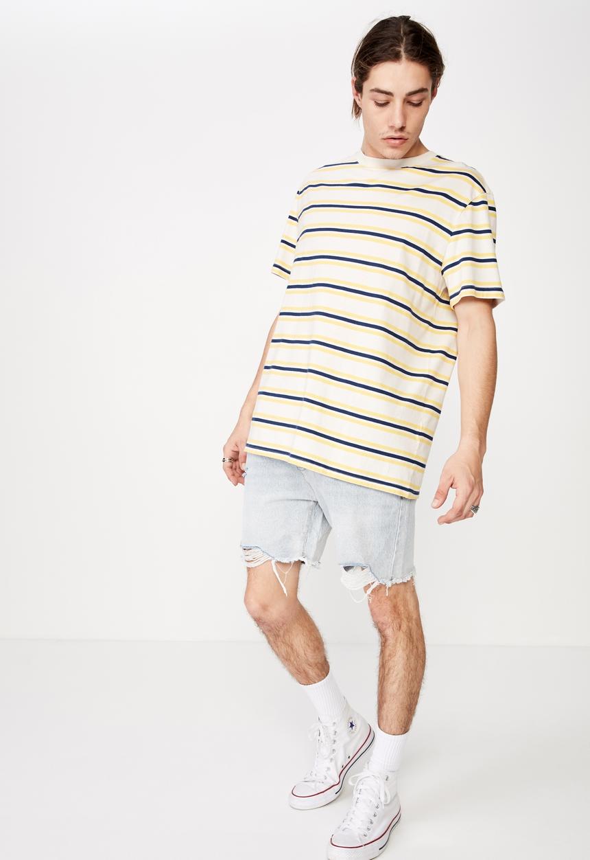 Factorie - Ripped rigid denim short - blue