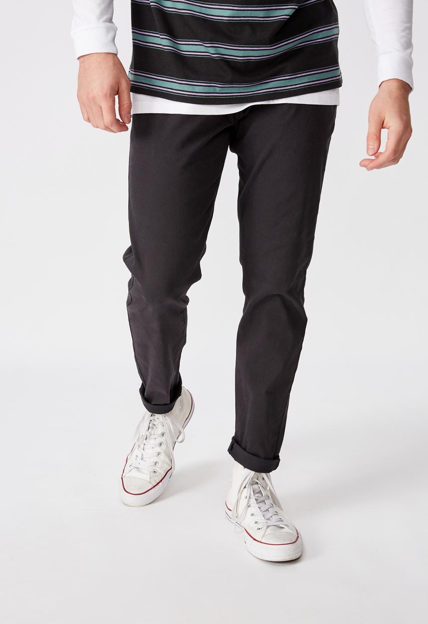 Factorie - Washed slim leg pant - black