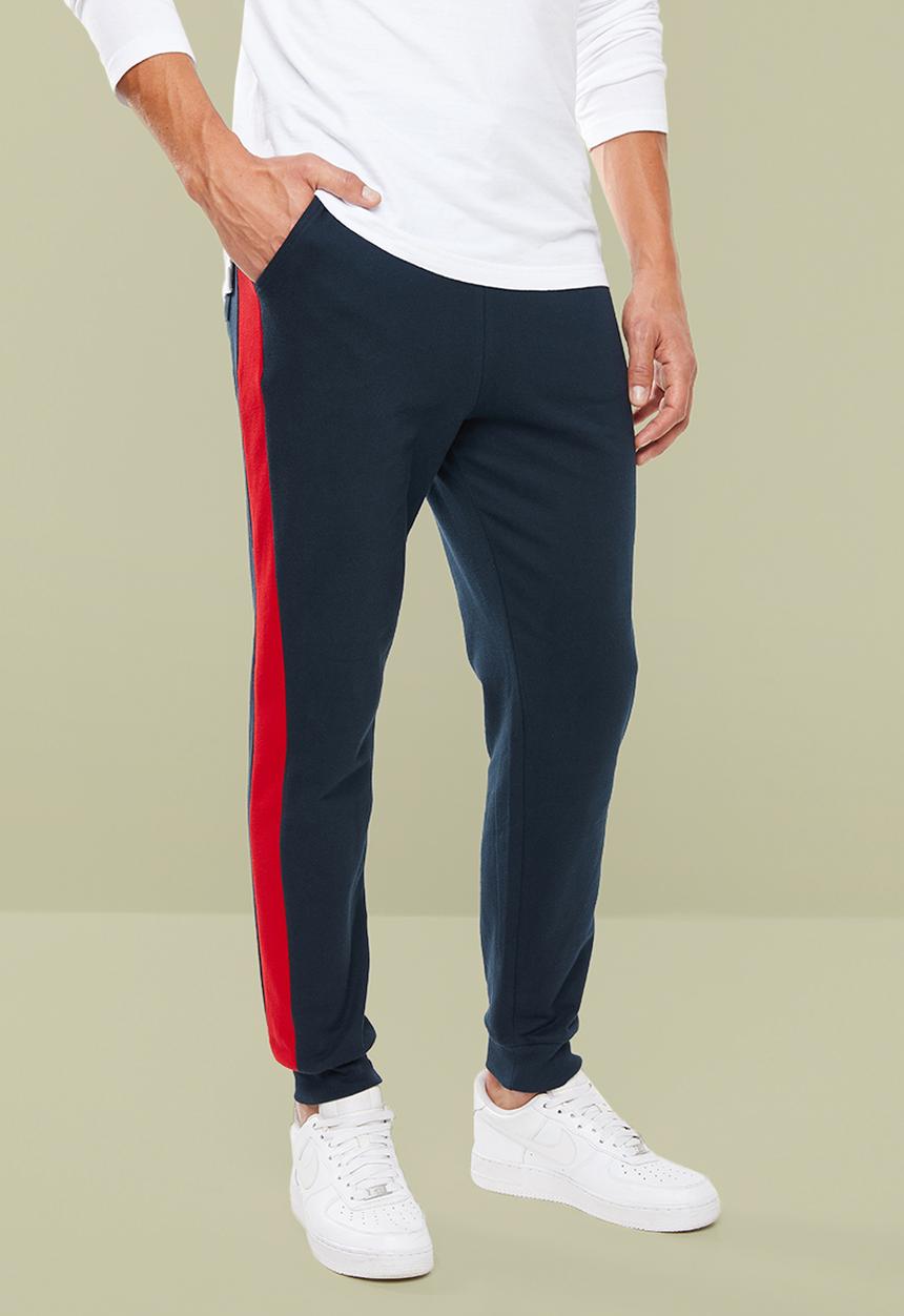 Superbalist - Skinny side stripe sweatpants - navy & red 