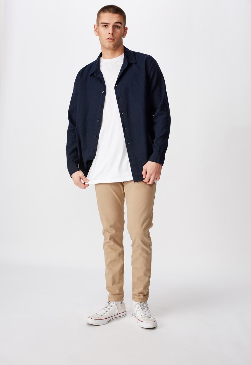 Factorie - Washed slim leg pant - beige 