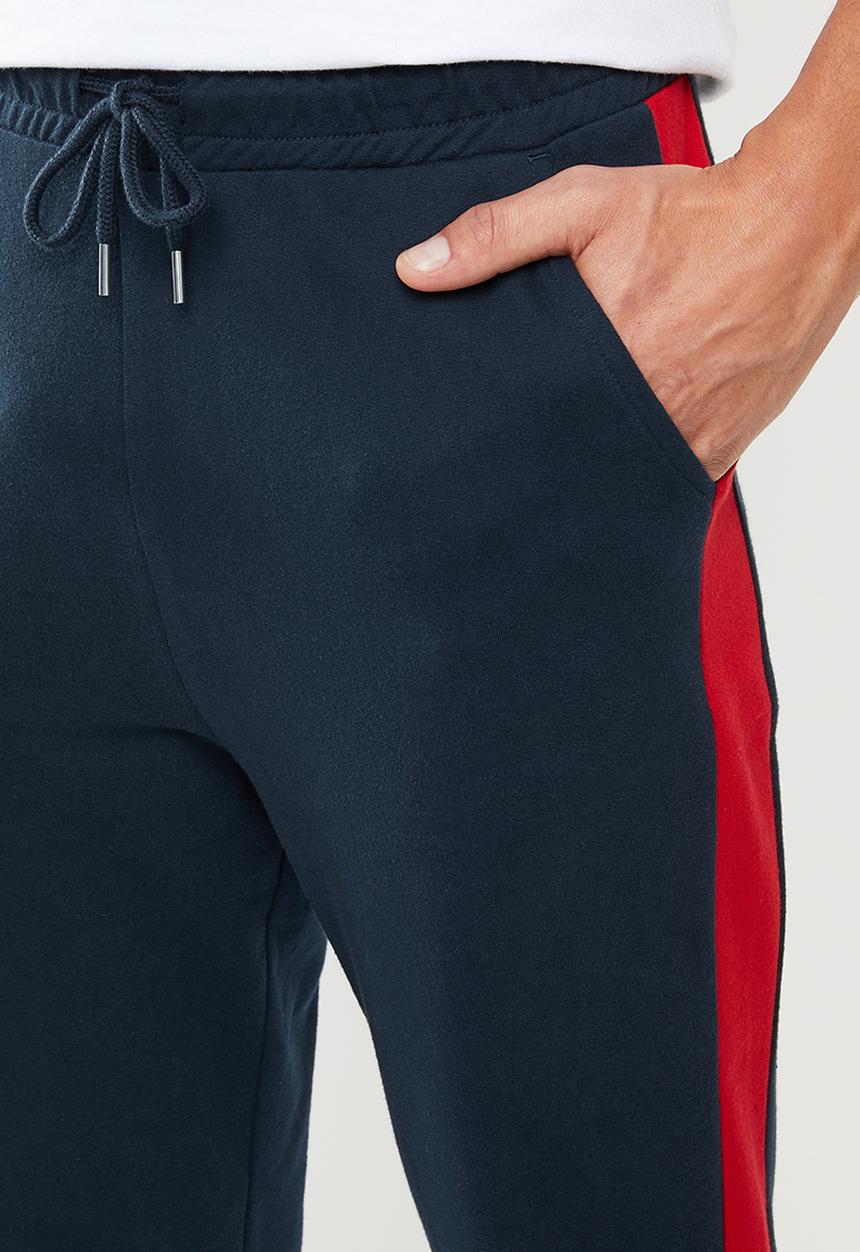 Superbalist - Skinny side stripe sweatpants - navy & red 