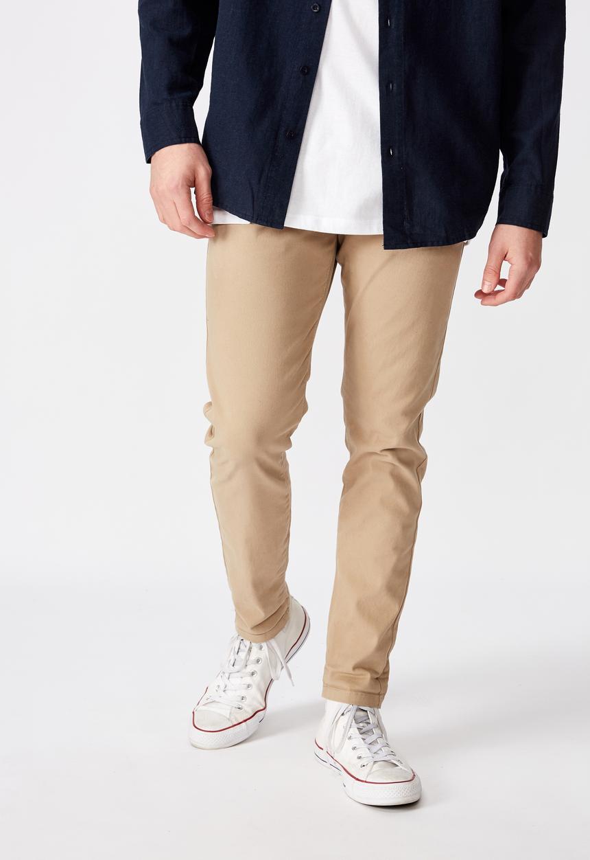 Factorie - Washed slim leg pant - beige 
