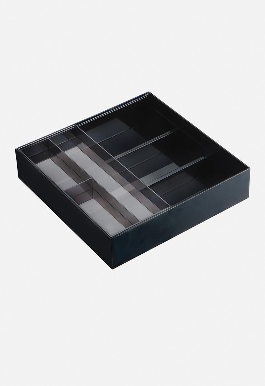 Yamazaki - Tower extendable cutlery tray with slide - black