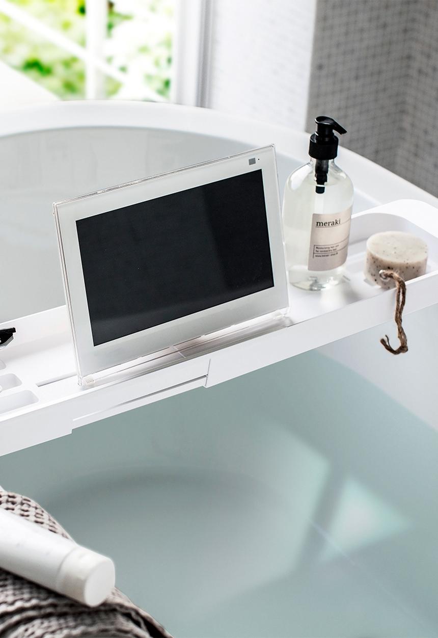 Yamazaki - Tower extendable bathrub tray - white