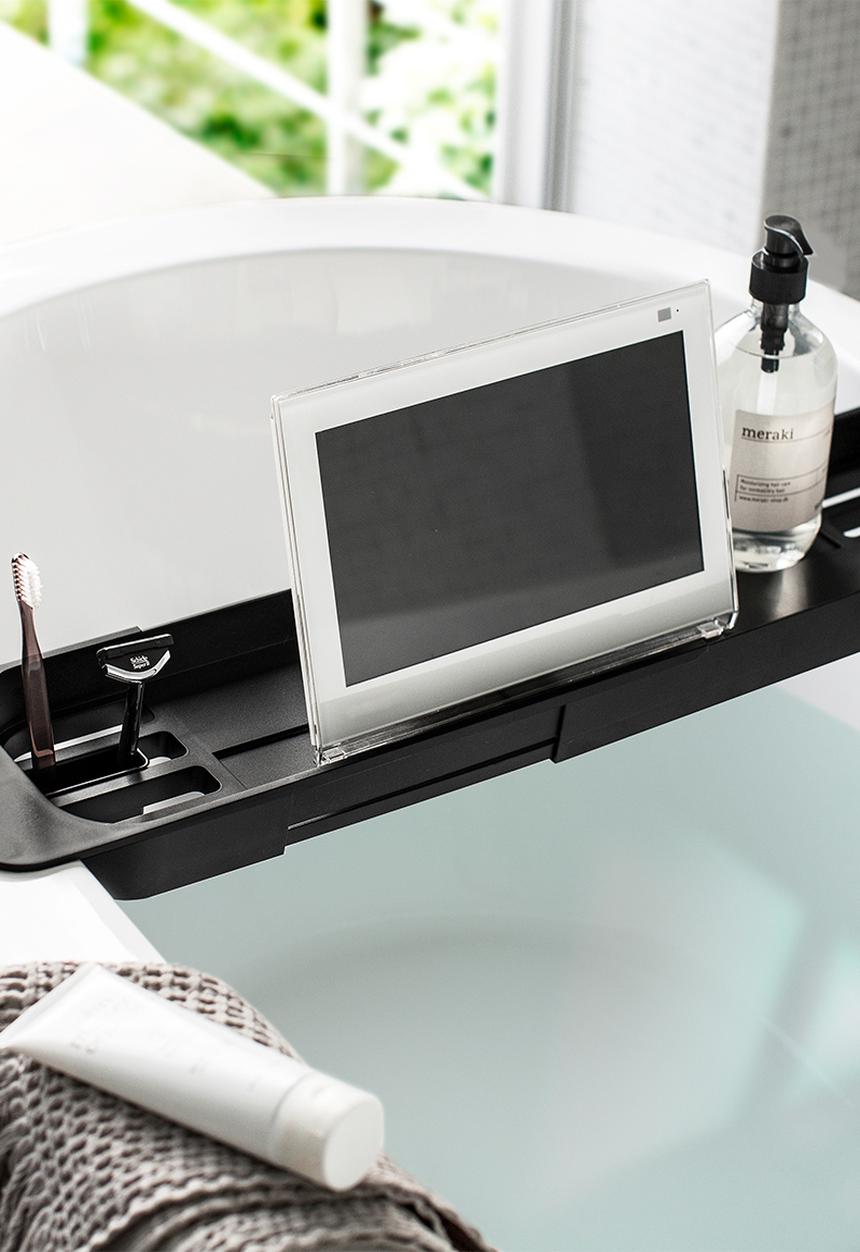 Yamazaki - Tower extendable bathrub tray - black