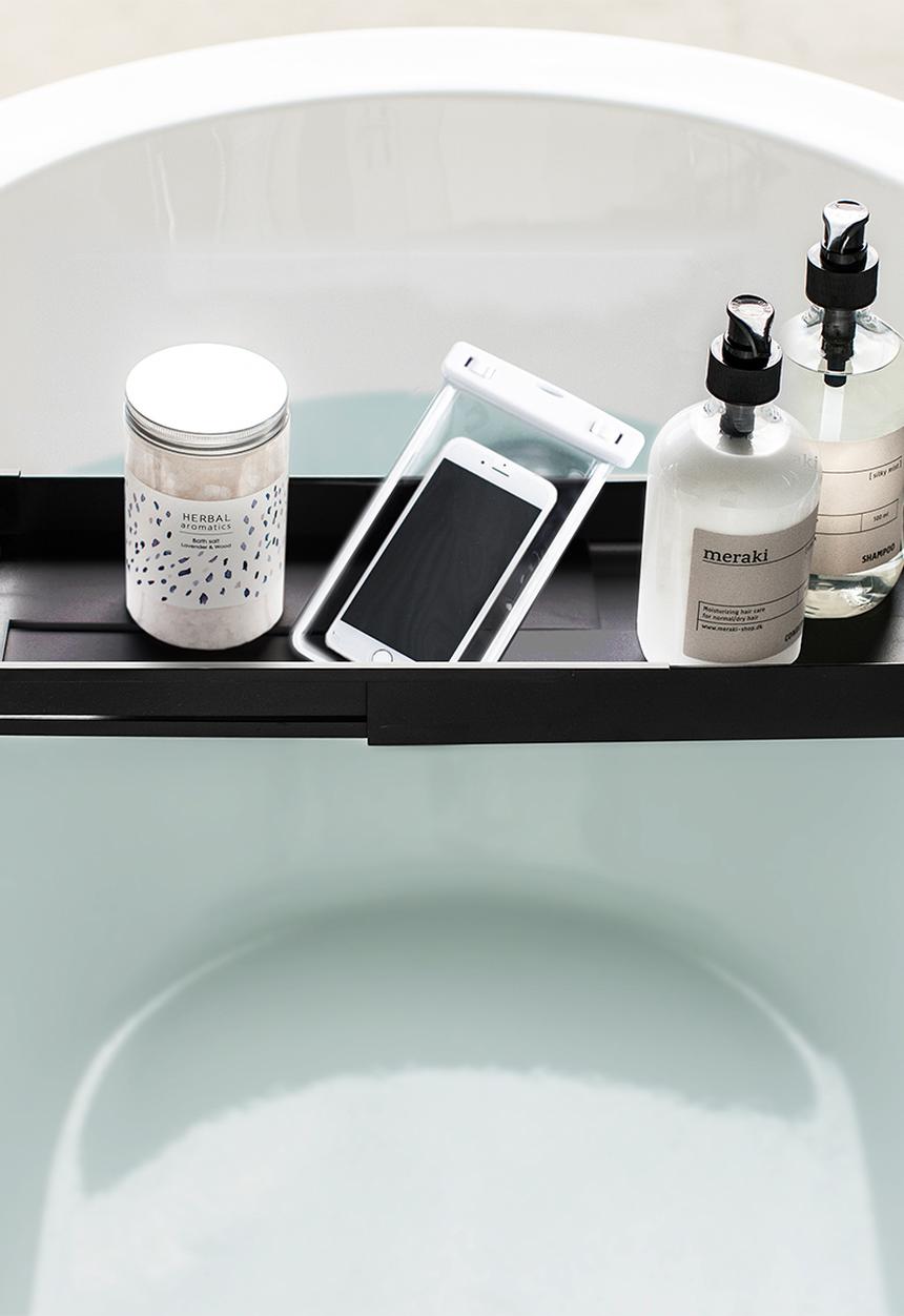 Yamazaki - Tower extendable bathrub tray - black
