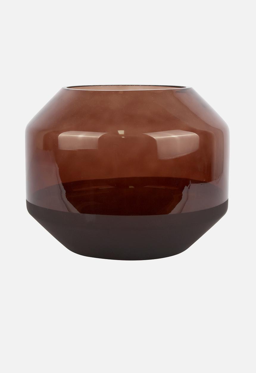 Present Time - Majestic wide glass vase - brown