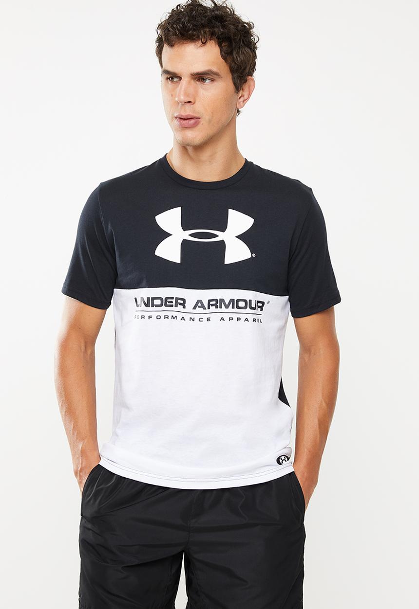 Under Armour - Performance apparel color blocked short sleeve tee - black & white