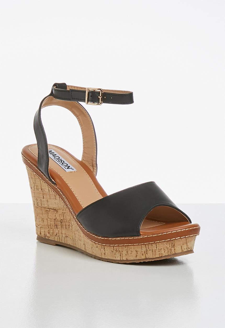 Madison® - Marlee ankle strap wedge - black