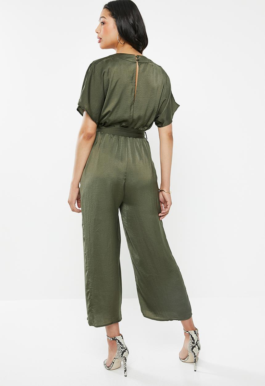 Glamorous - Wrap front v-neck jumpsuit - khaki