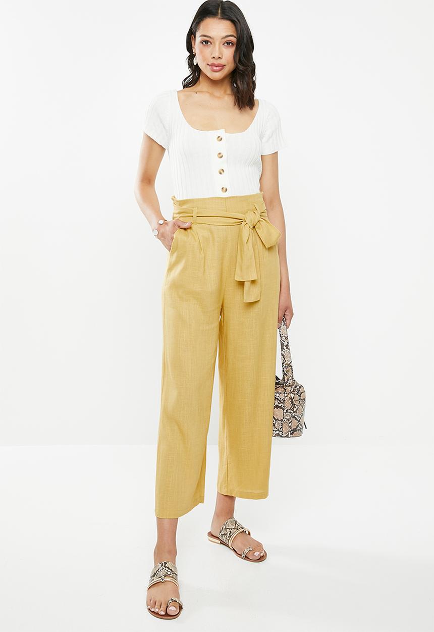 Glamorous - Linen look trousers - mustard