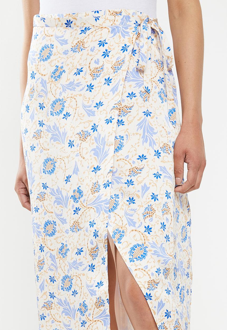 Glamorous - Wrap skirt - cream & blue