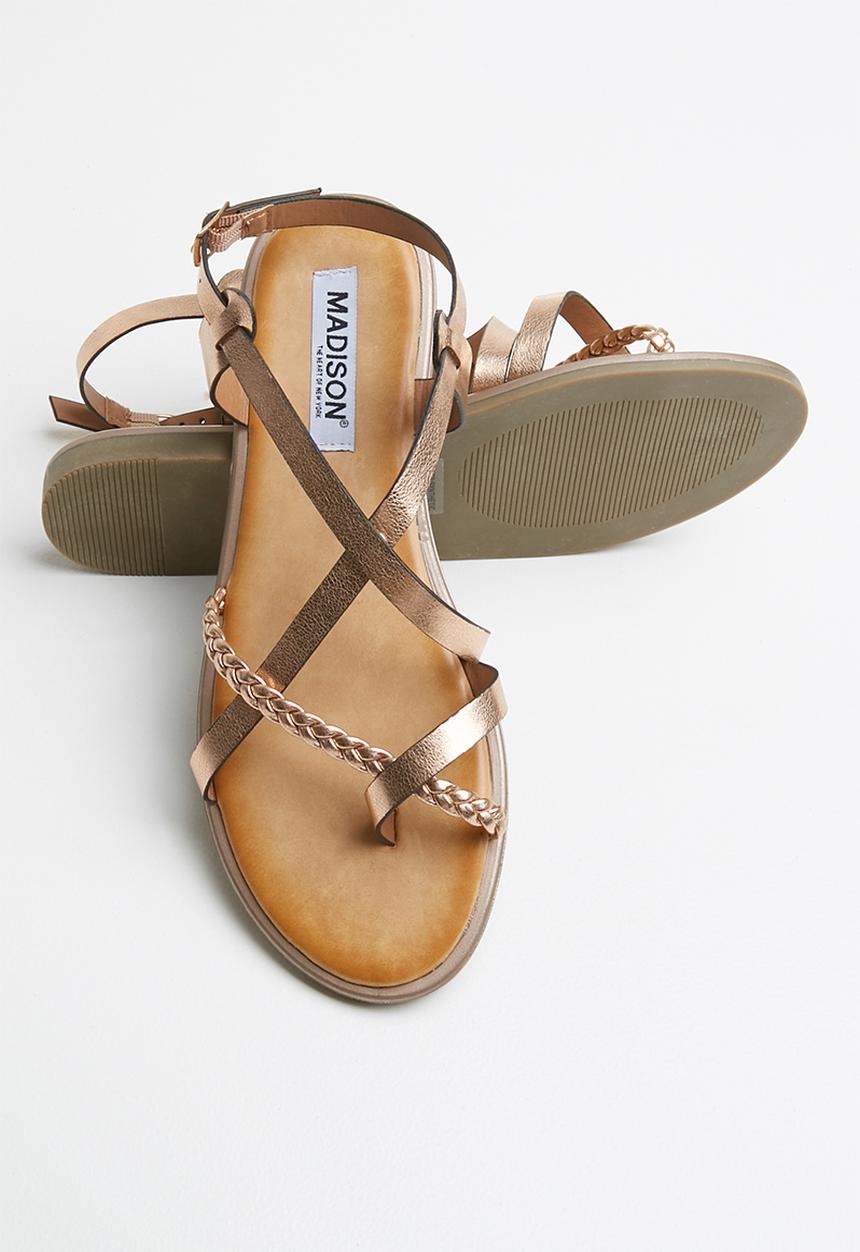 Madison® - Metallic braided strappy sandal - gold