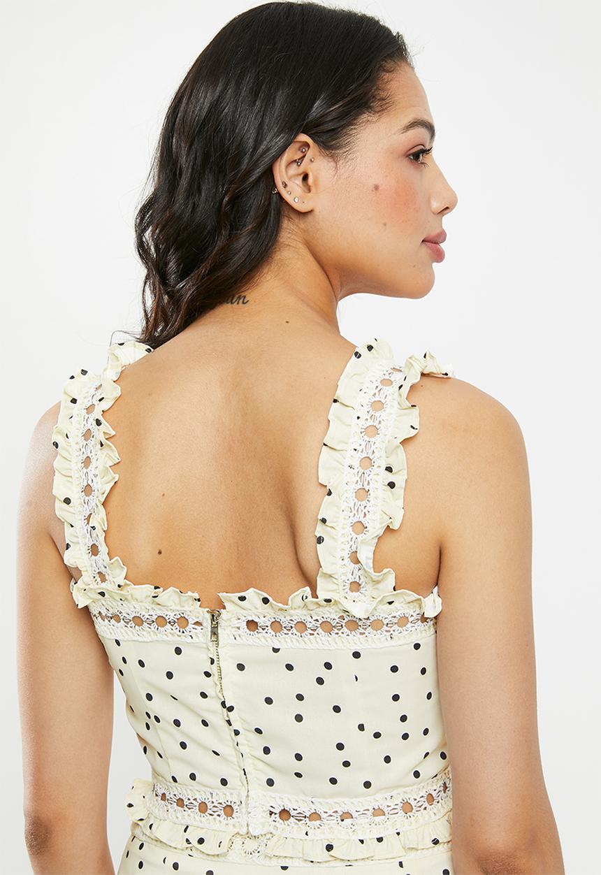Glamorous - Frill strappy co- ord top - cream 