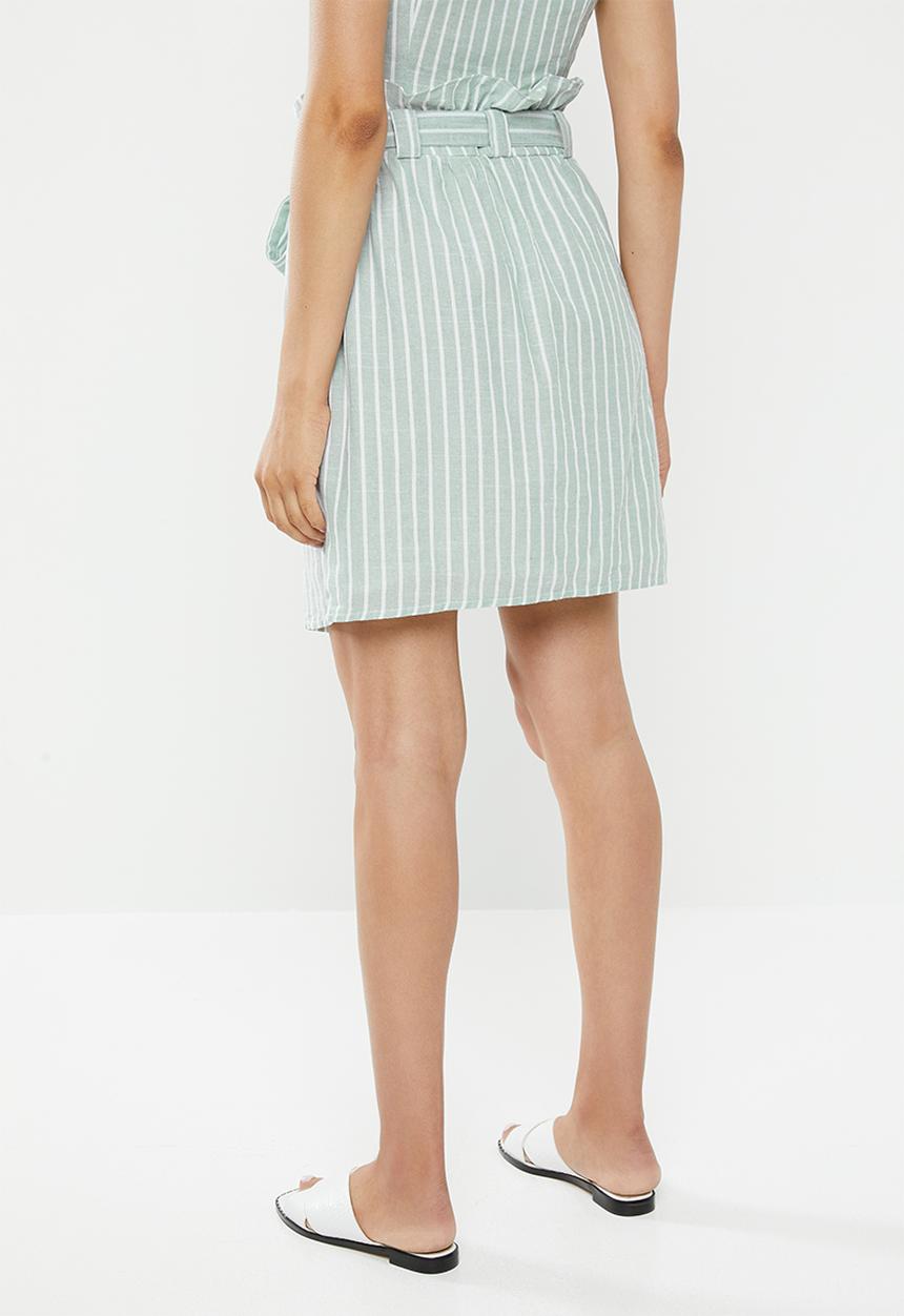 Glamorous - Button through co ord skirt - green & white