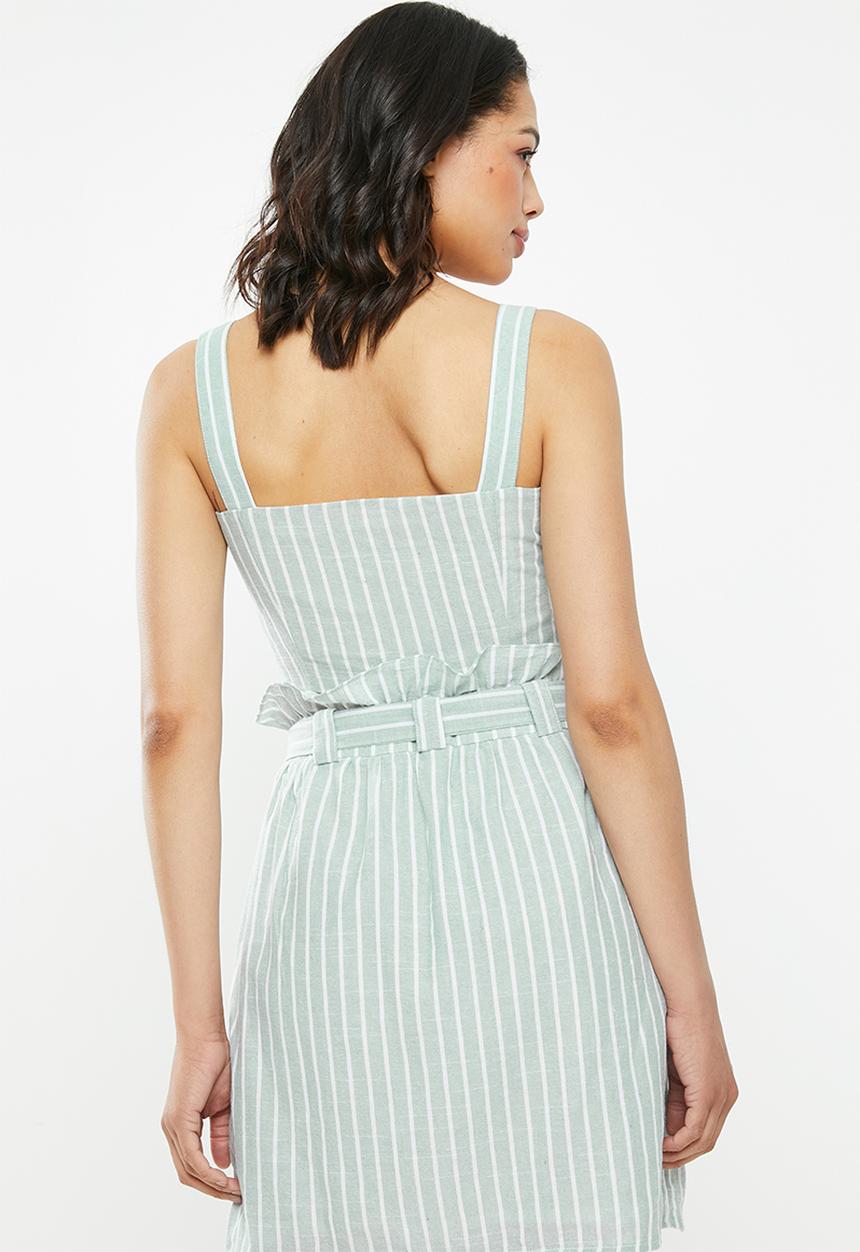 Glamorous - Button through co ord top - green & white