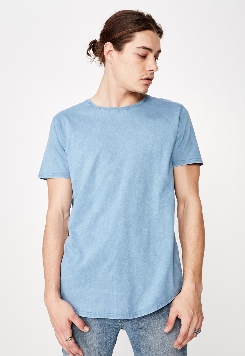 Factorie - Washed curved T-shirt - blue