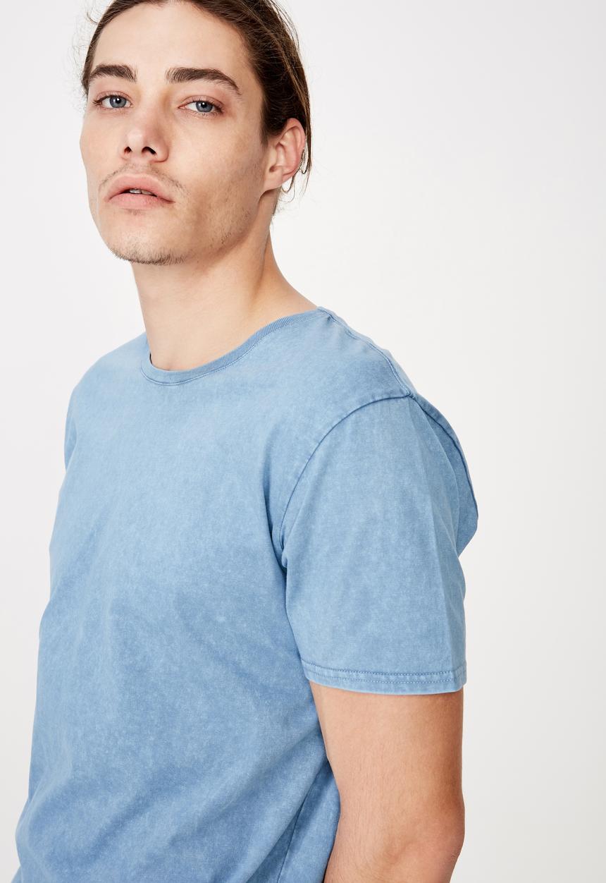 Factorie - Washed curved T-shirt - blue