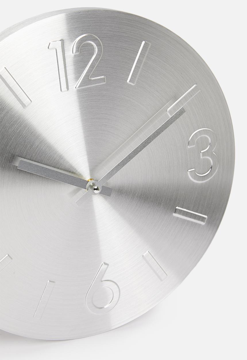 H&S - Embossed aluminium wall clock - silver