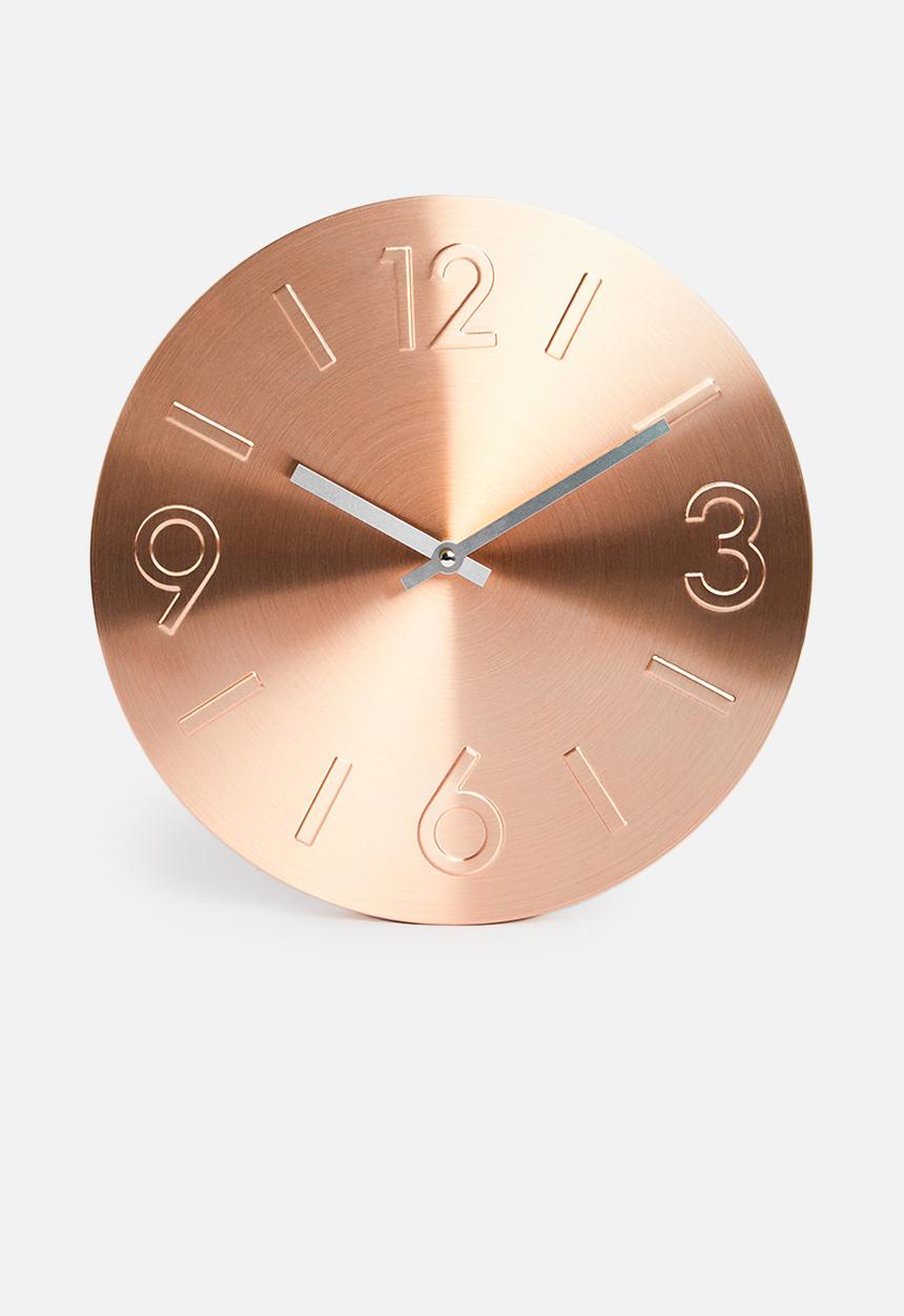H&S - Embossed aluminium wall clock - copper