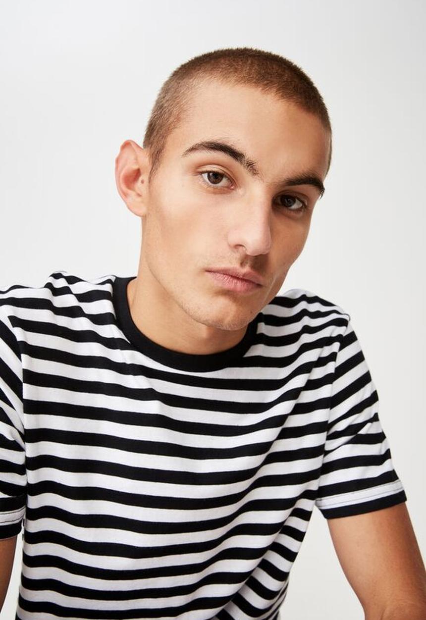 Cotton On - Tbar premium crew - white & black 
