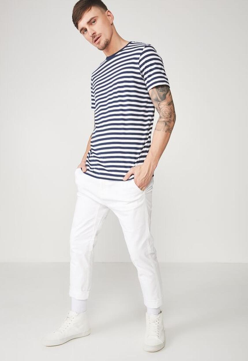 Cotton On - Tbar premium crew - white & navy 