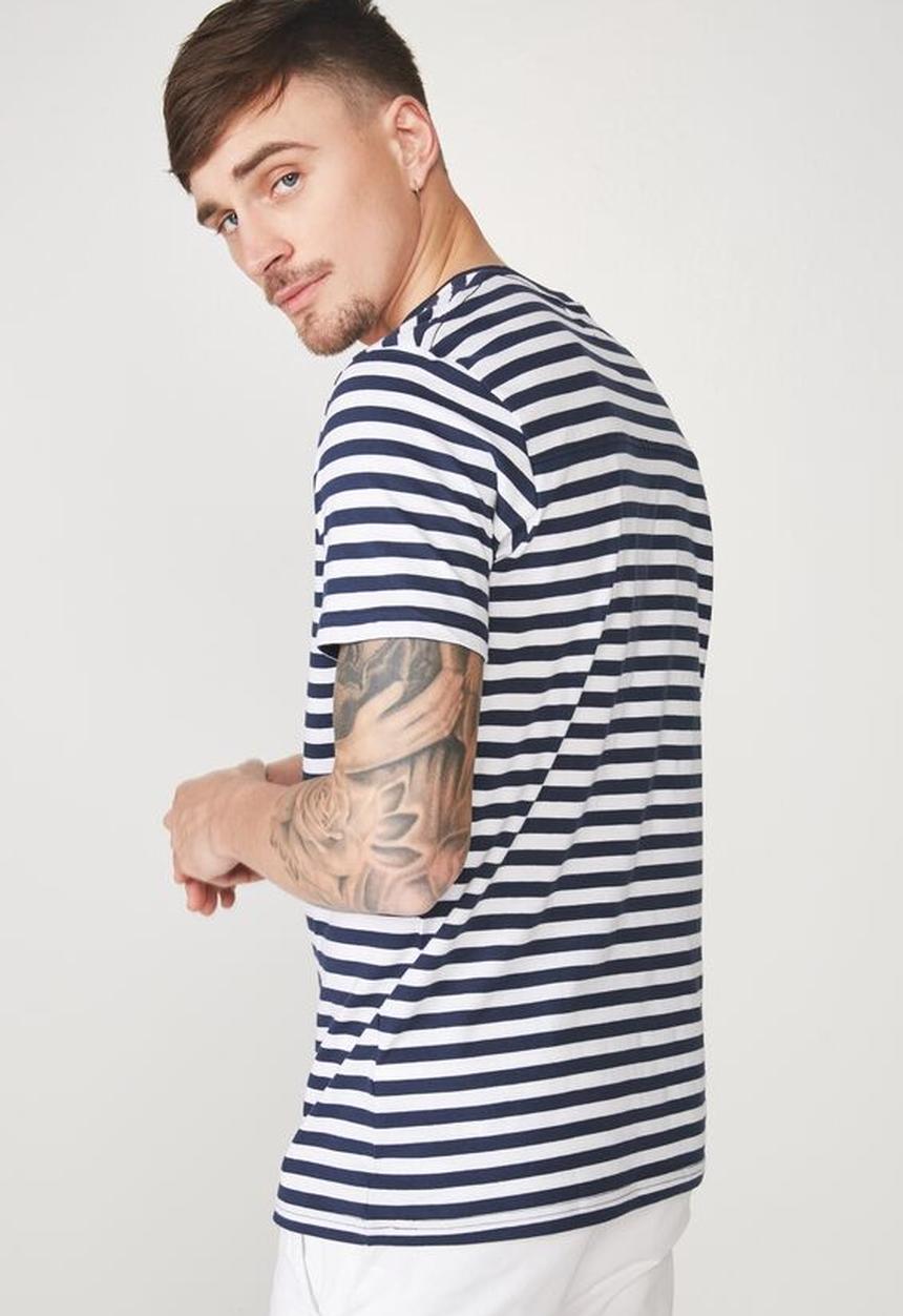 Cotton On - Tbar premium crew - white & navy 