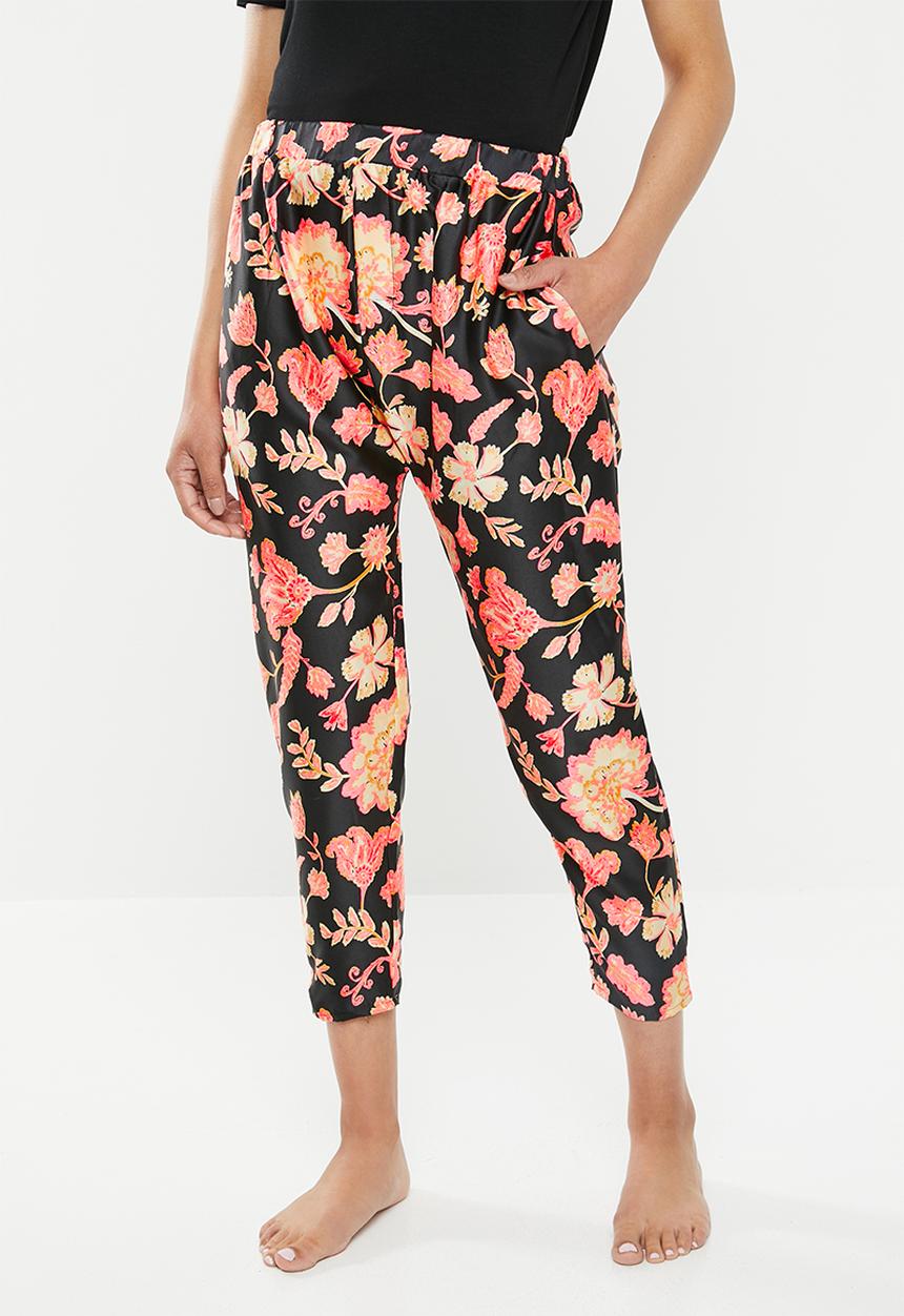 Cotton On - Satin drop crotch pants - black & pink