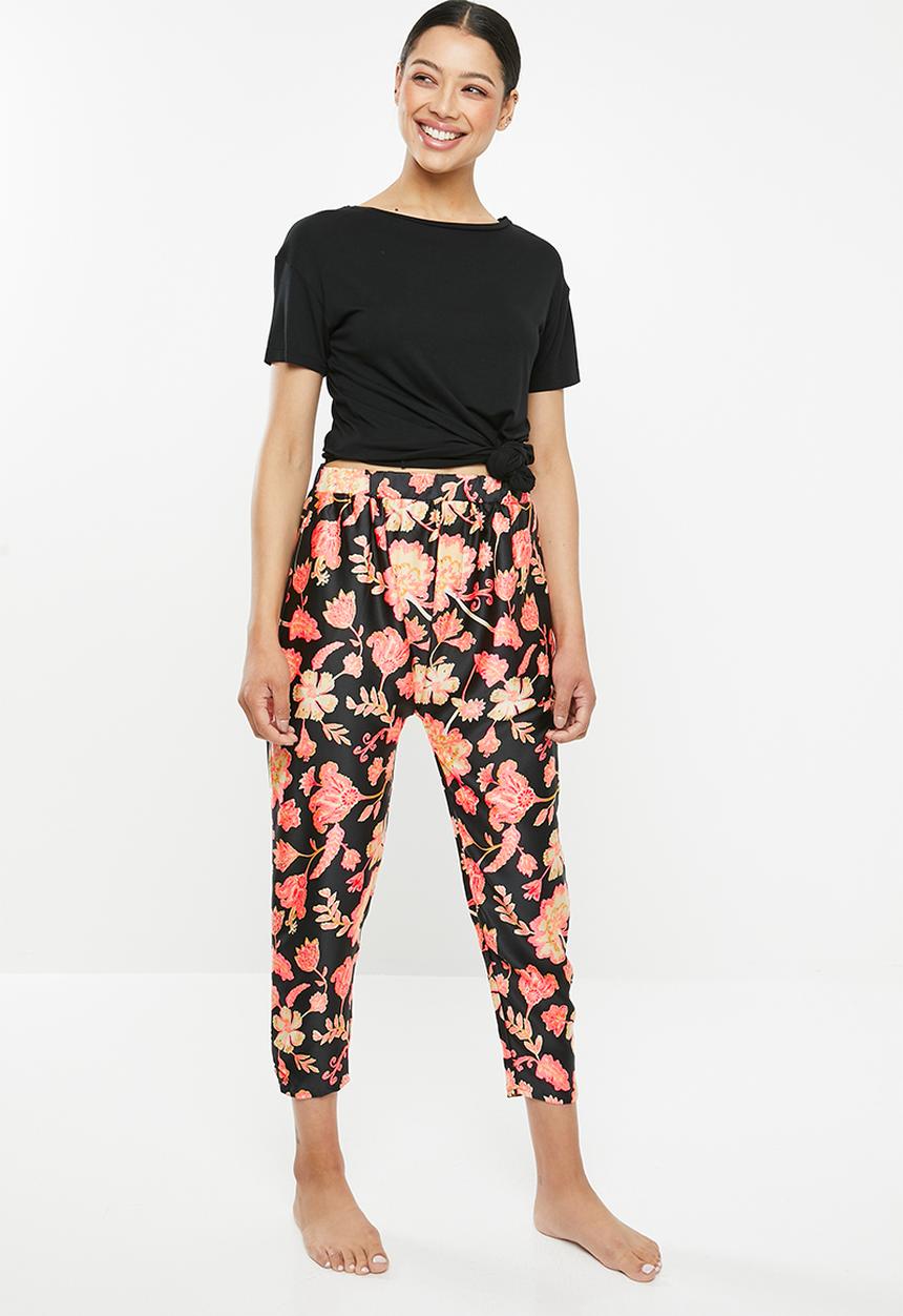 Cotton On - Satin drop crotch pants - black & pink