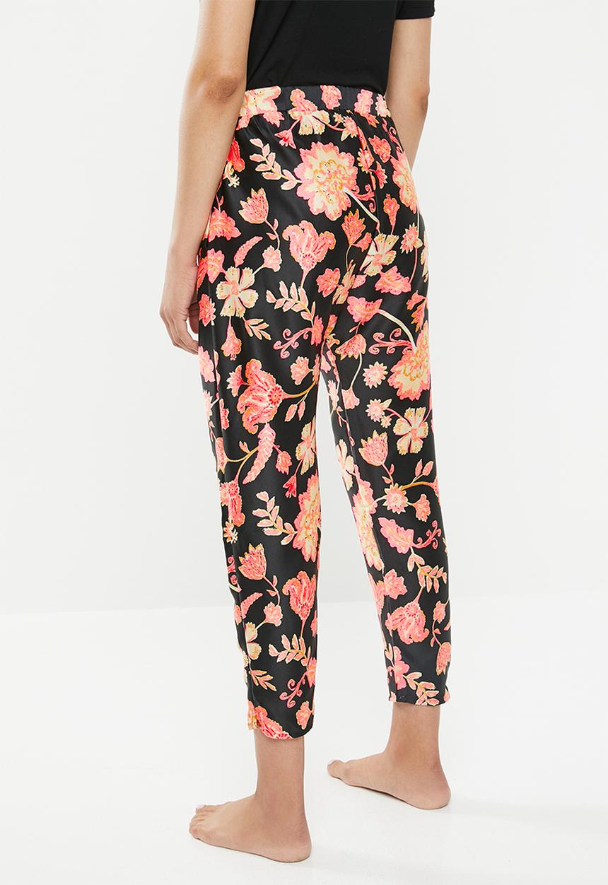 Cotton On - Satin drop crotch pants - black & pink
