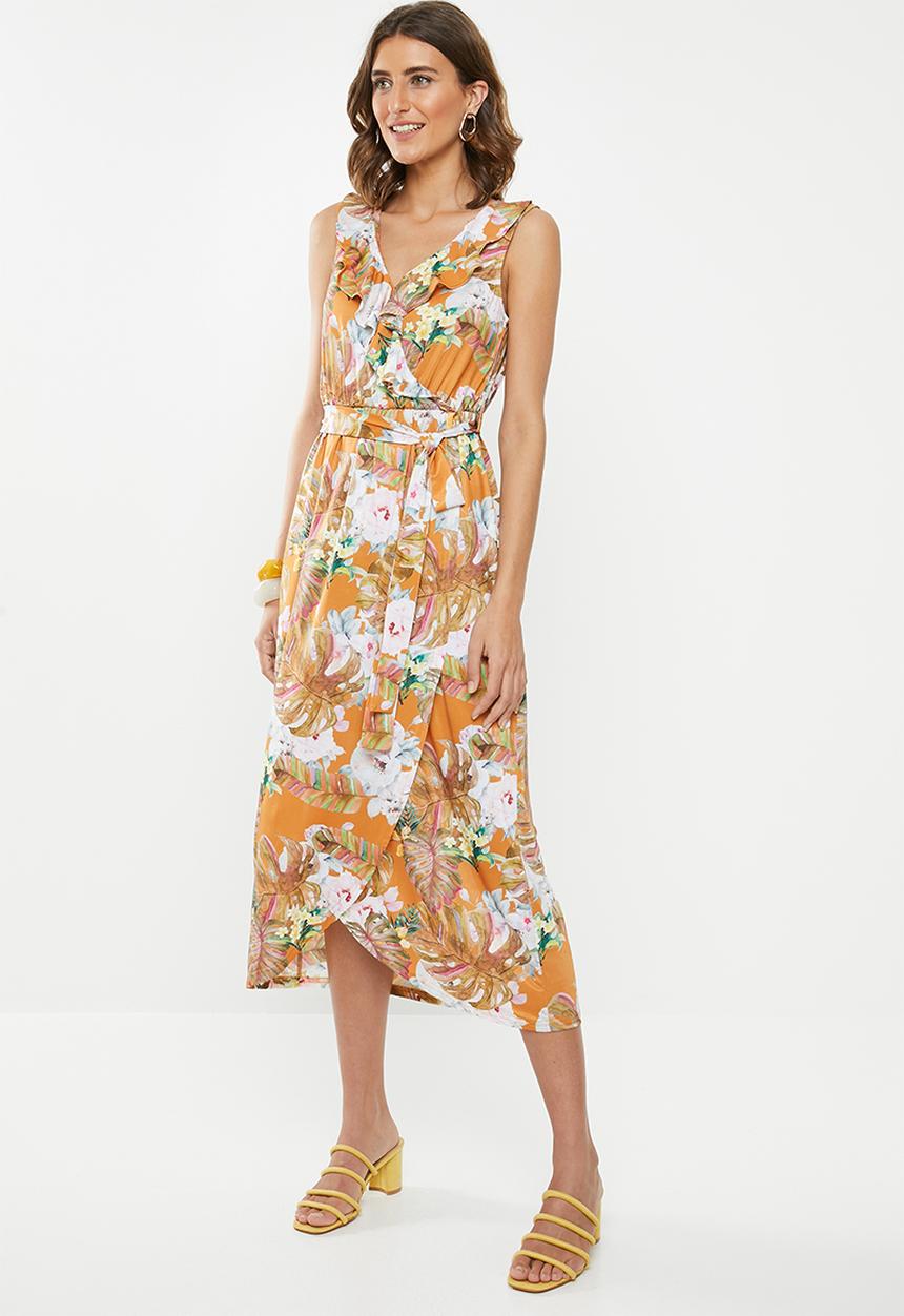 Revenge - Floral wrap dress - orange