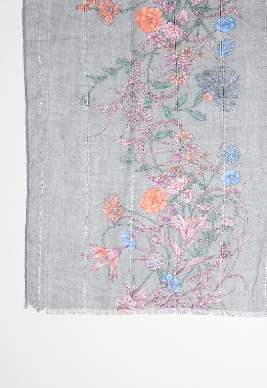Joy Collectables - Floral print scarf - grey