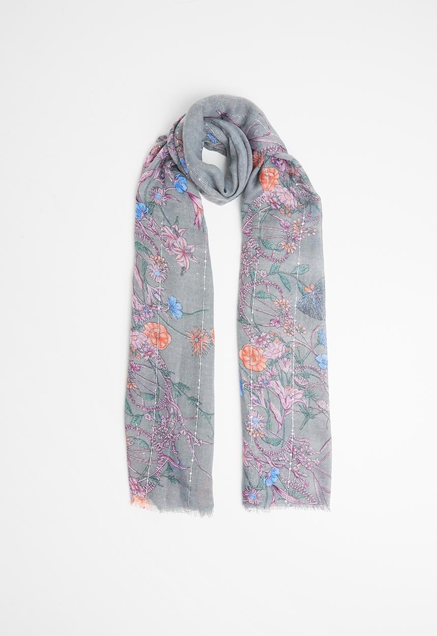 Joy Collectables - Floral print scarf - grey