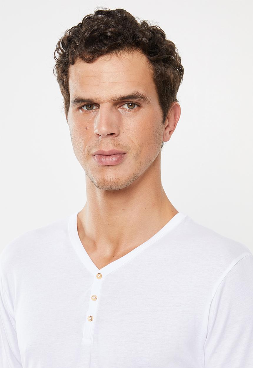Superbalist - Plain short sleeve 2 pack henley tees - black & white