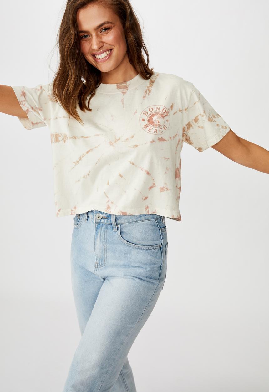 Cotton On - T bar cali graphic tee  - pink & cream