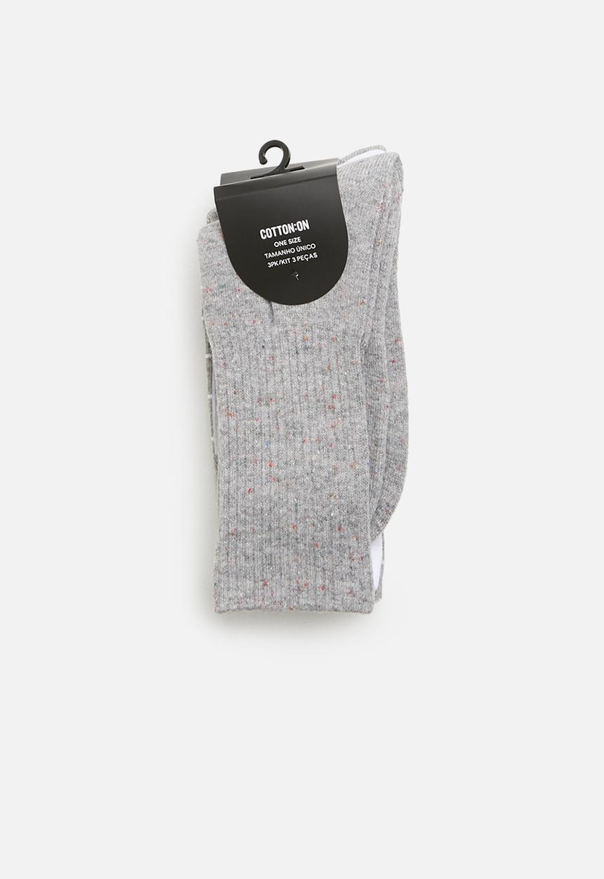 Cotton On - Active 3 pack socks - grey & white 