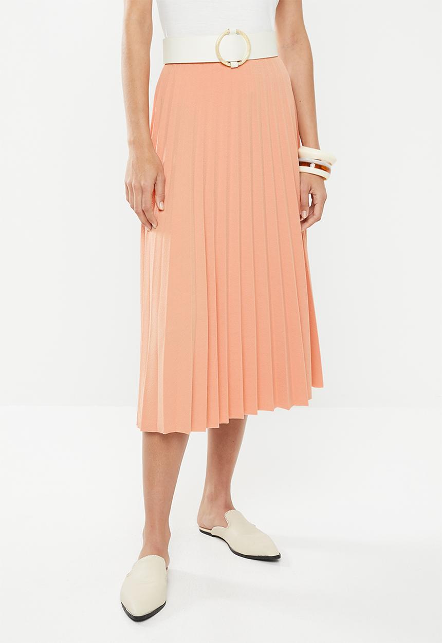 edit - Pleated midi skirt - pink