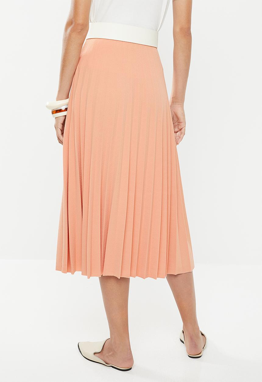 edit - Pleated midi skirt - pink