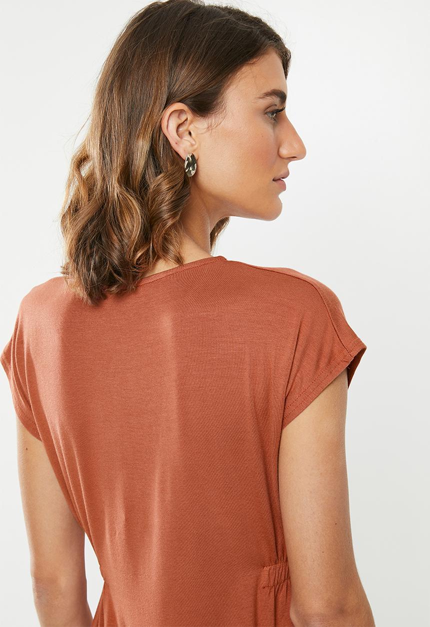 edit - Pleat front top - rust