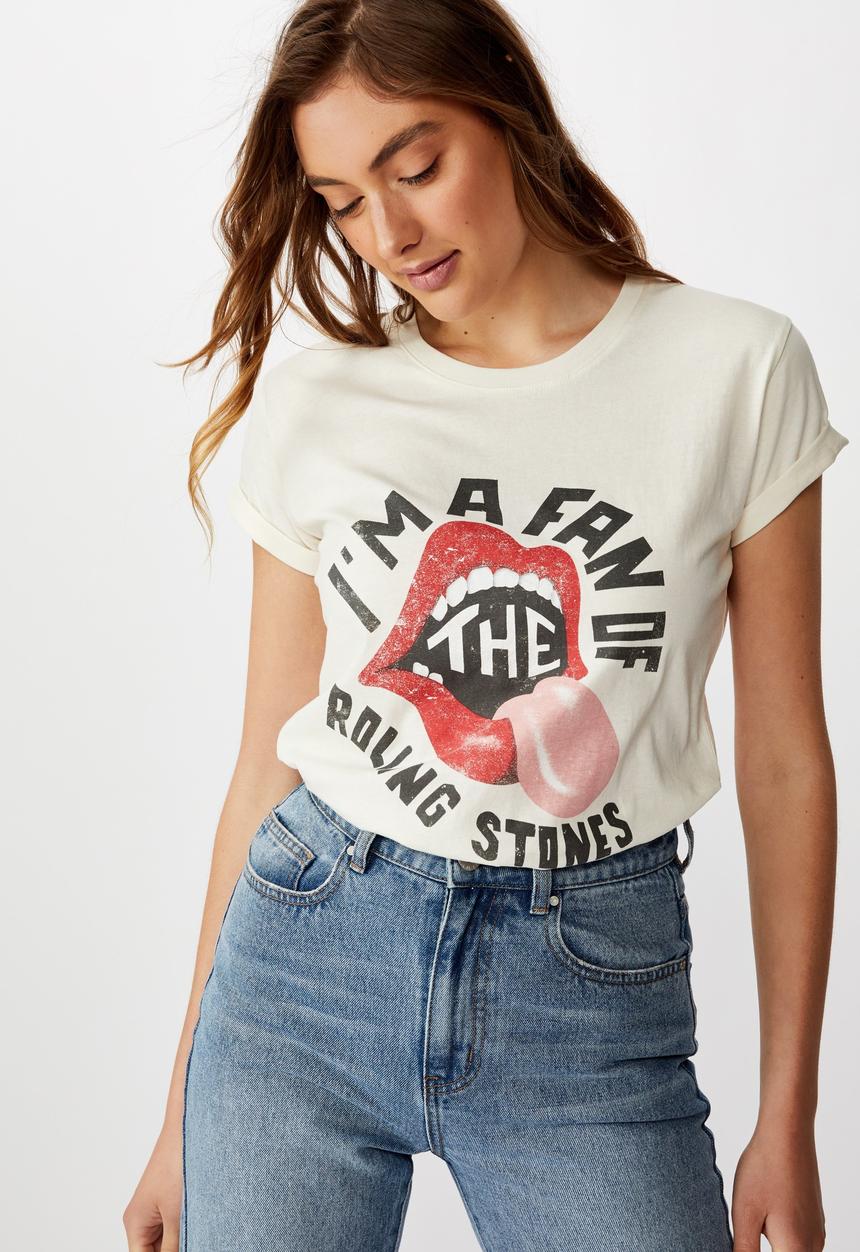 Cotton On - Classic rolling stones tee  - off white 