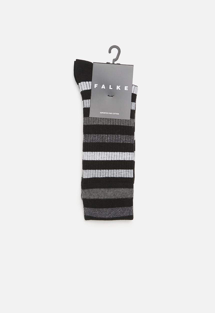 Falke - Falke ribbed stripe socks - black