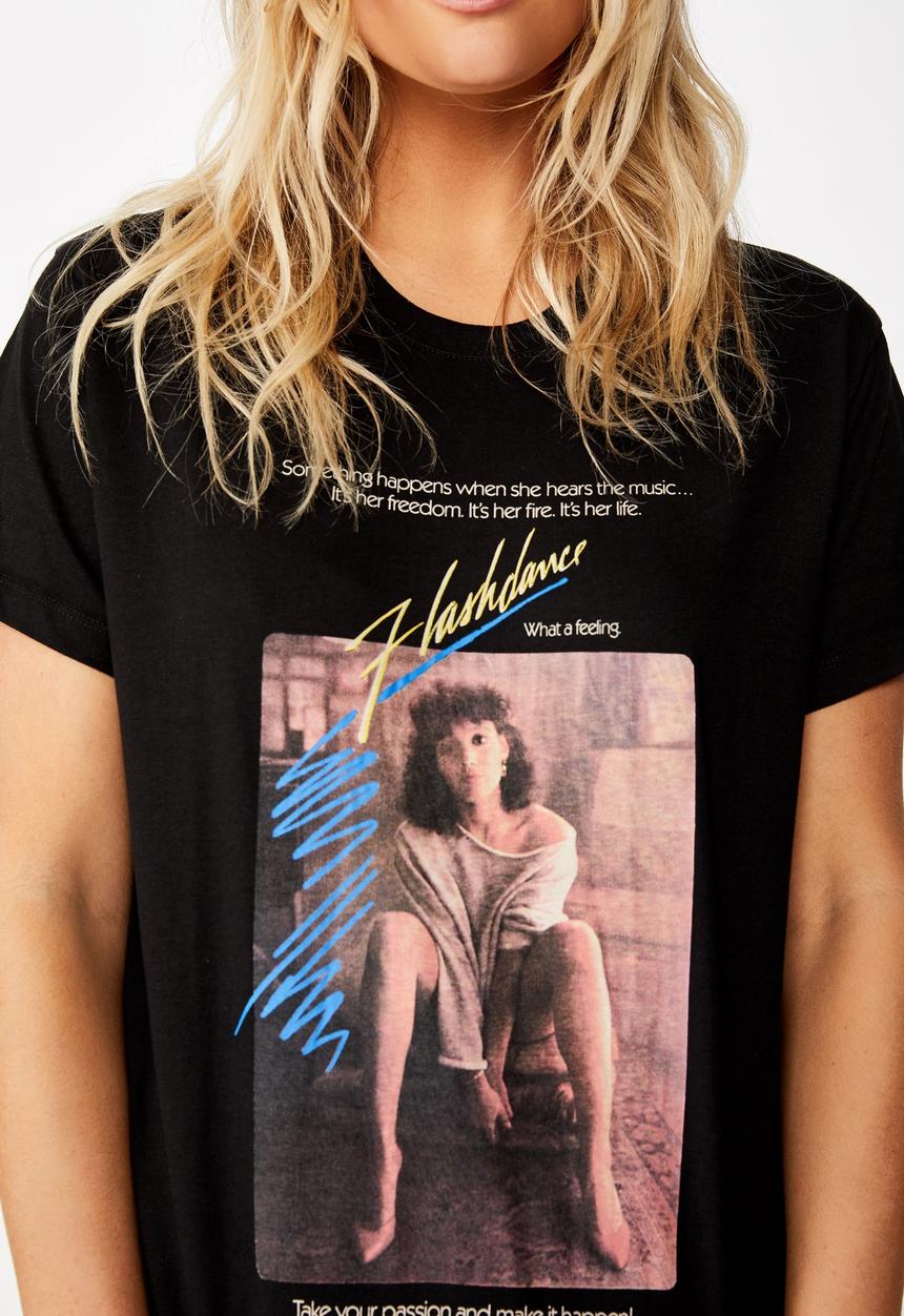Cotton On - Classic flashdance poster tee  - black