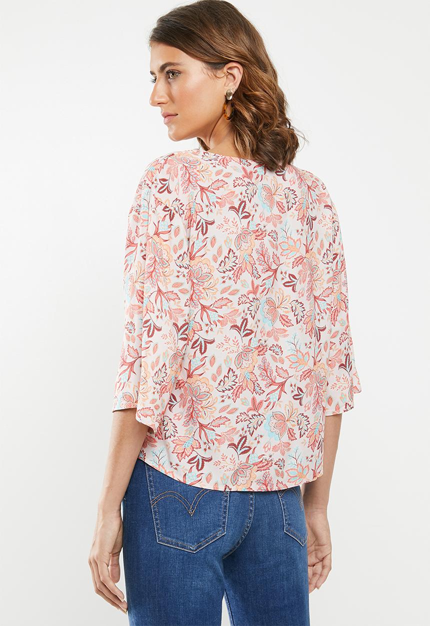 edit - Boxy blouse v-neck - multi