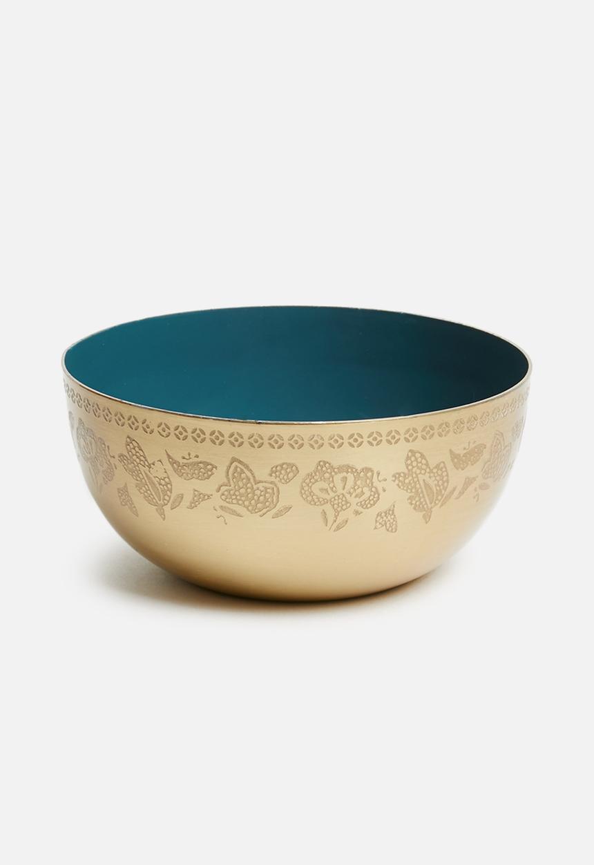 H&S - Etched bowl - gold & blue