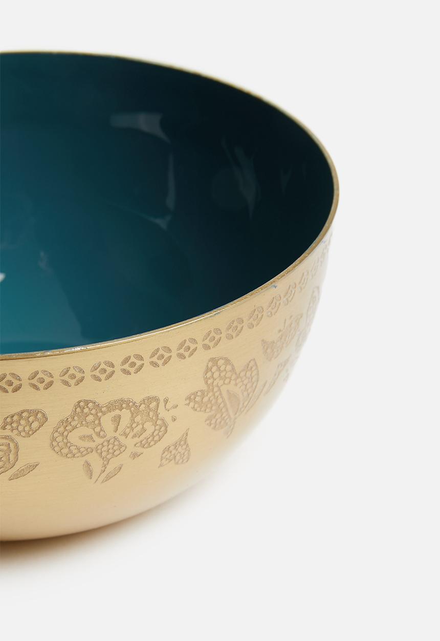 H&S - Etched bowl - gold & blue