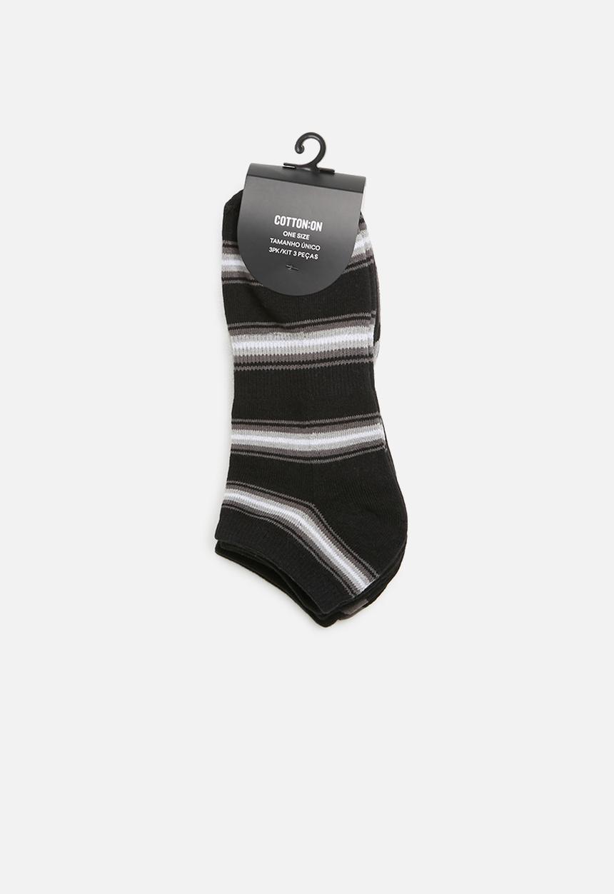 Cotton On - Ankle 3 pack socks - black & grey