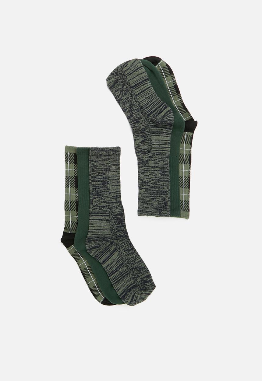 Cotton On - Active 3 pack socks -green & black