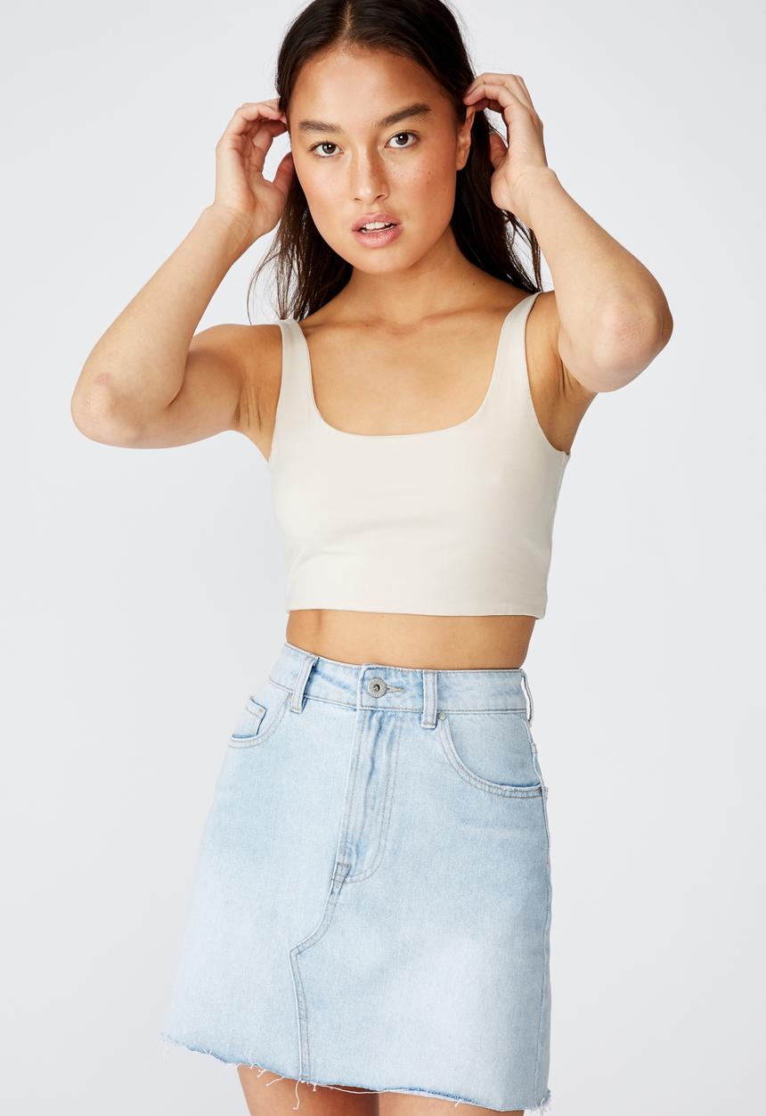 Cotton On - Ash crop tank  - cream