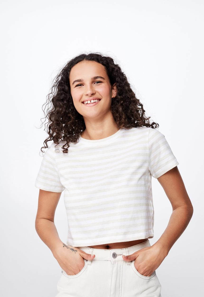 Cotton On - The one baby tee - white & beige 